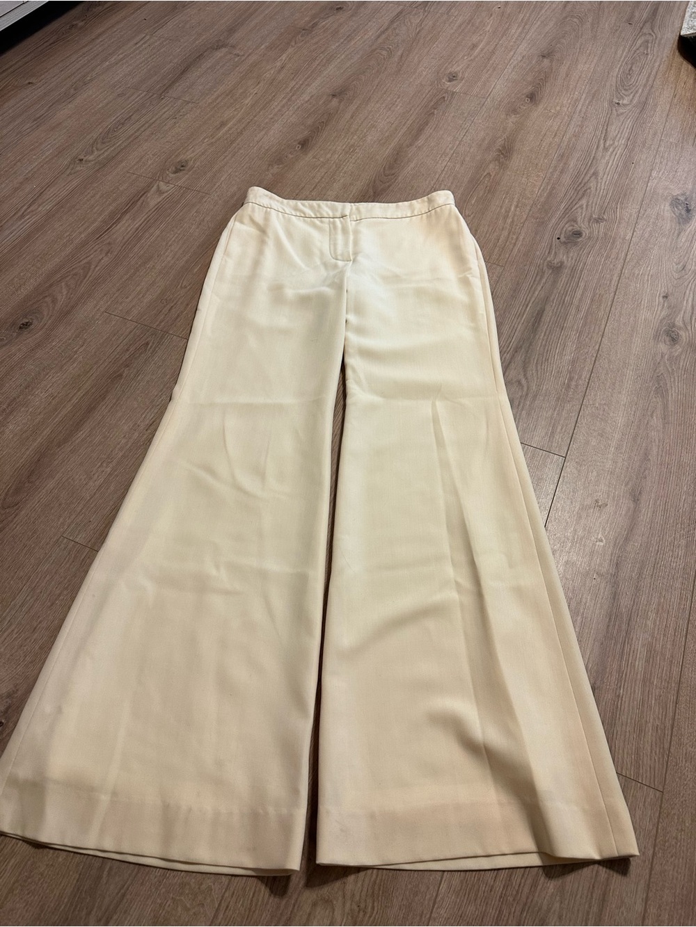 Chloe Cream Wide-Leg Women's Pants in porcelain size 38